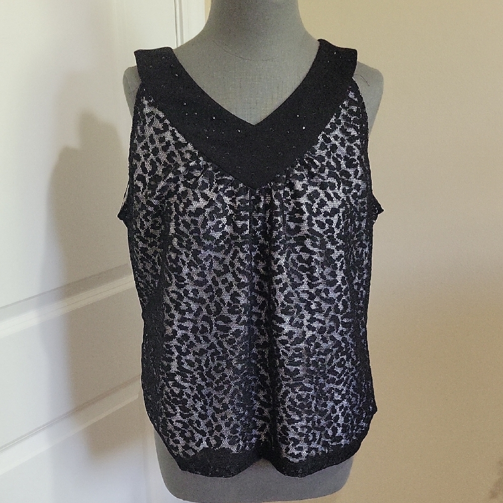 Laura Ashley Black Lace Sleeveless Top